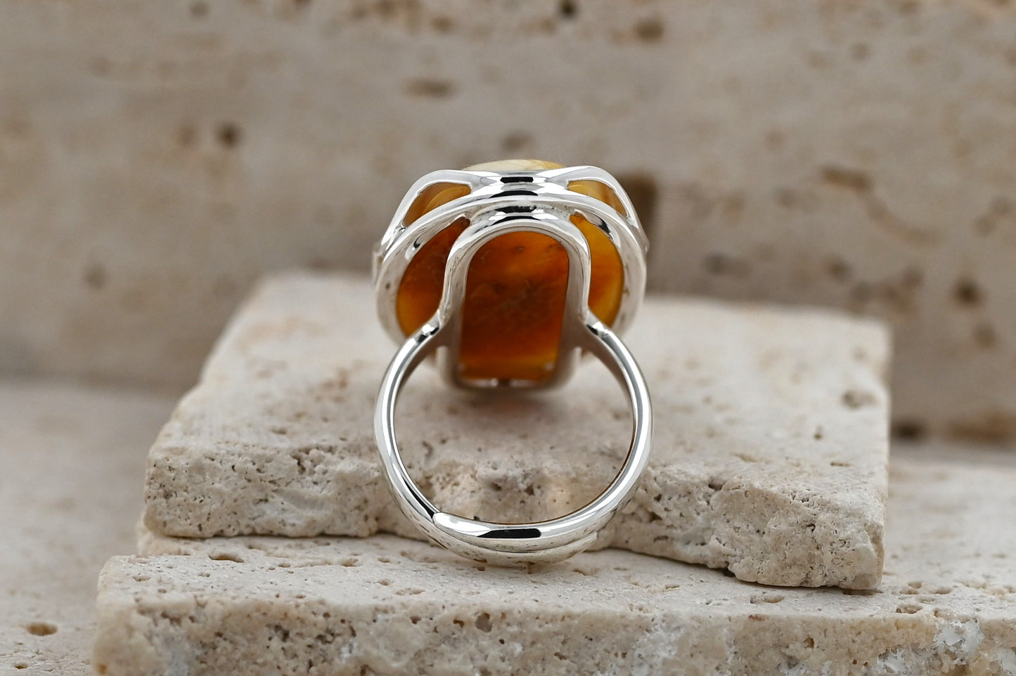 Authentic Unique White Baltic Amber, 925 Silver, Milky Baltic Amber