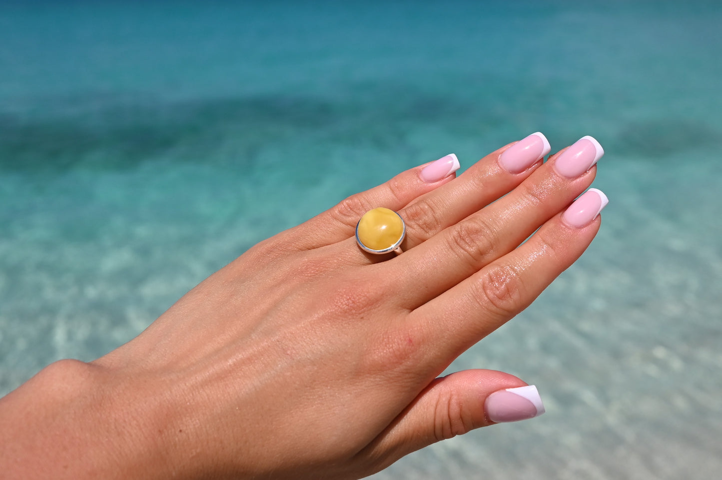 Pierścionek Bursztynowa Aura, Żółty, Srebro 925