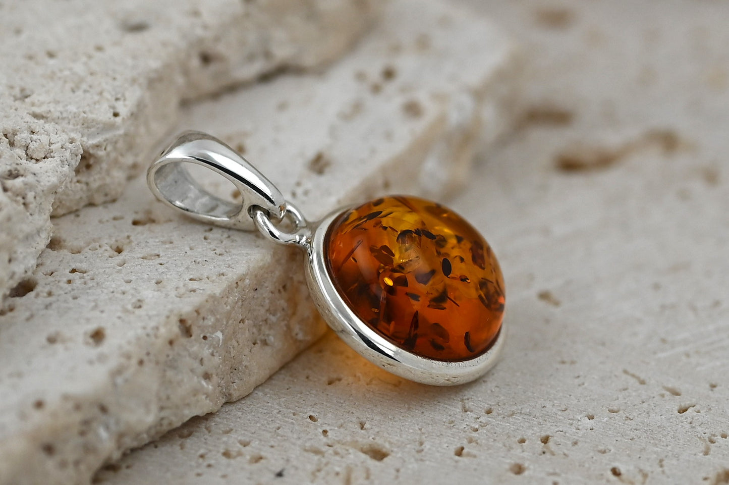 Wisiorek Bursztynowa Aura, Koniak, Srebro 925