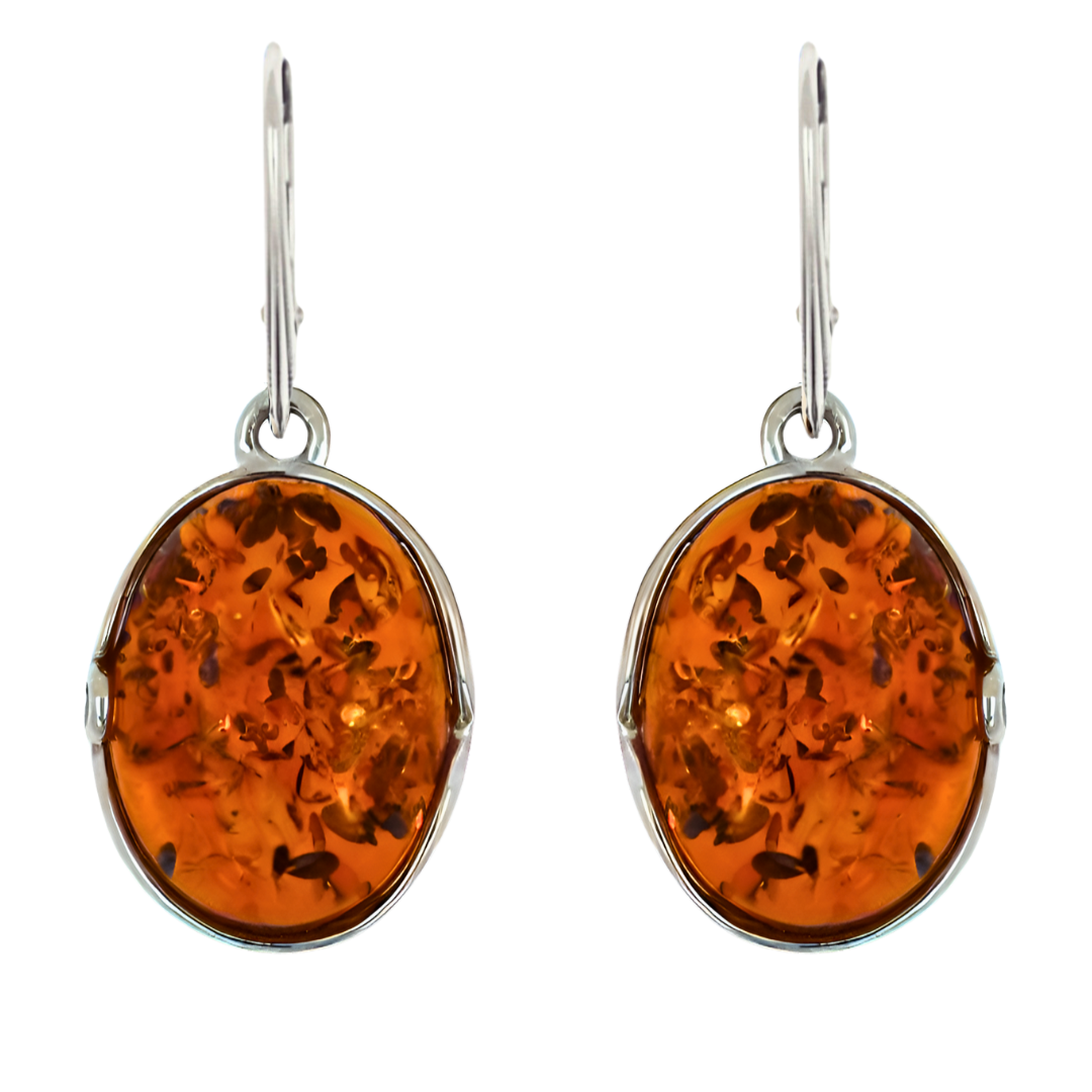 Amber Harmony Earrings, Cognac, Silver 925