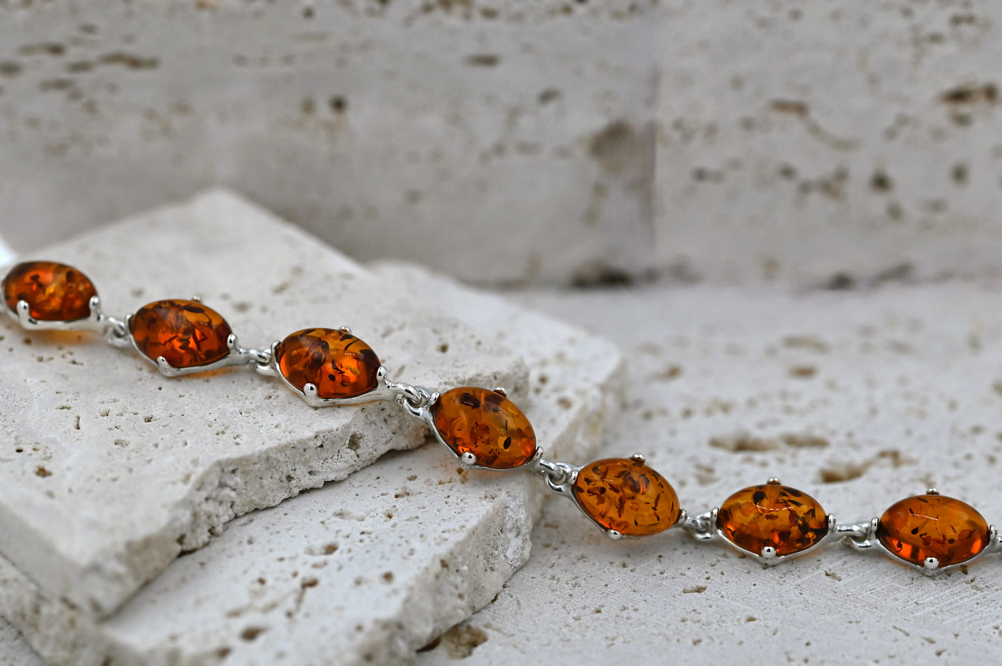 Amber Glow Bracelet, Cognac, Silver 925