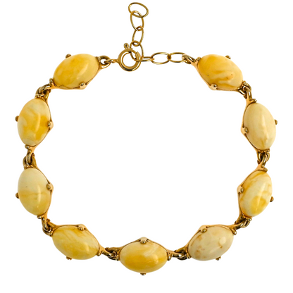 Amber Glow Bracelet, Milky, Gold-plated silver