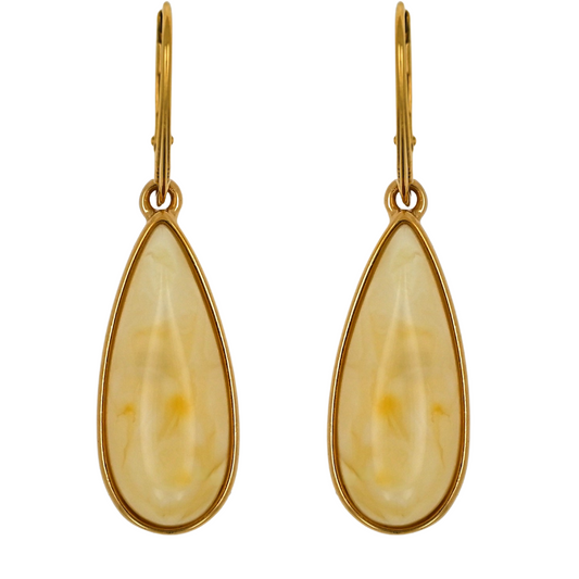 Amber Rosa Earrings, Milky, Gold-plated silver