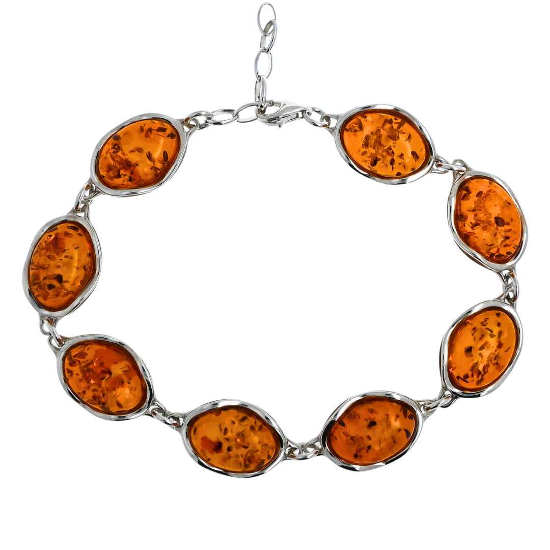 Amber Wave Bracelet, Cognac, Silver 925