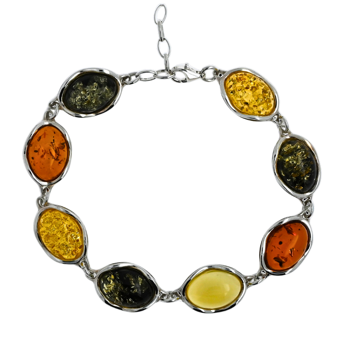 Amber Wave Bracelet, Multicolor, Silver