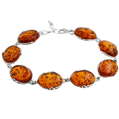 Amber Harmony Bracelet, Cognac, Silver 925