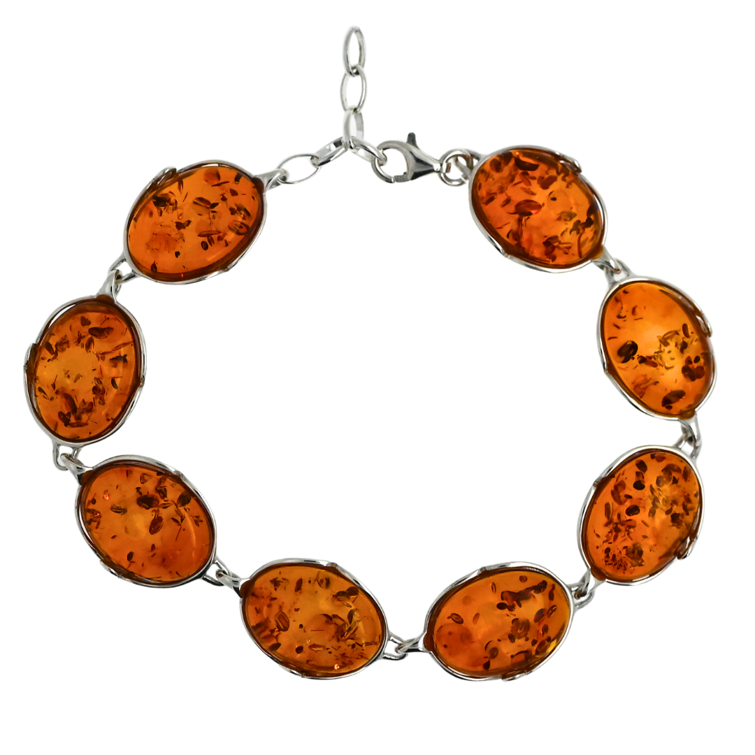 Amber Harmony Bracelet, Cognac, Silver 925