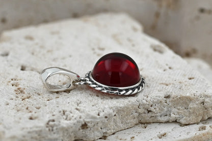 Wisiorek Bursztynowa Aureola, Czerwony, Srebro 925