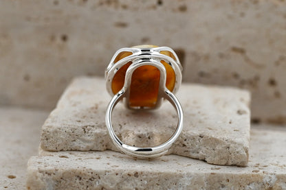 Authentic Unique White Baltic Amber, 925 Silver, Milky Baltic Amber