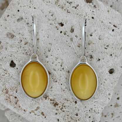 Kolczyki Bursztynowy Klasyk, Żółty, Srebro 925