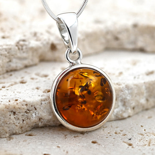 Wisiorek Bursztynowa Aura, Koniak, Srebro 925