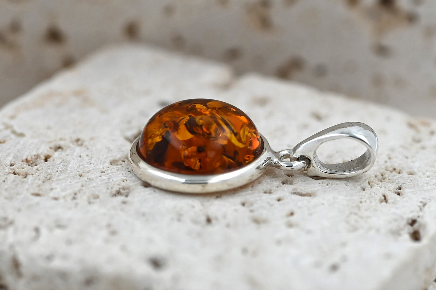 Wisiorek Bursztynowa Aura, Koniak, Srebro 925