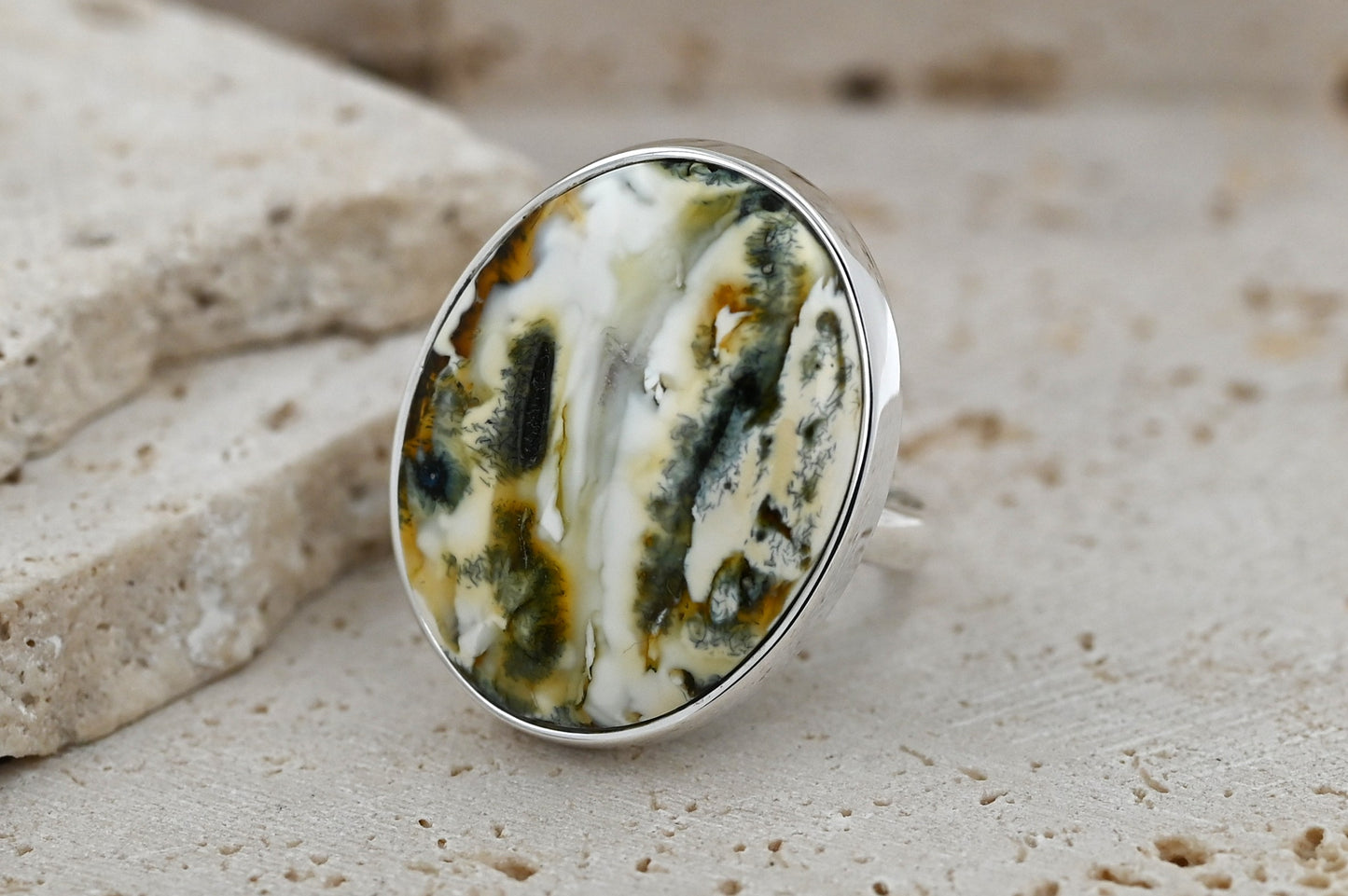 Autentyczny Unikatowy Biały Bursztyn Bałtycki, Srebro 925