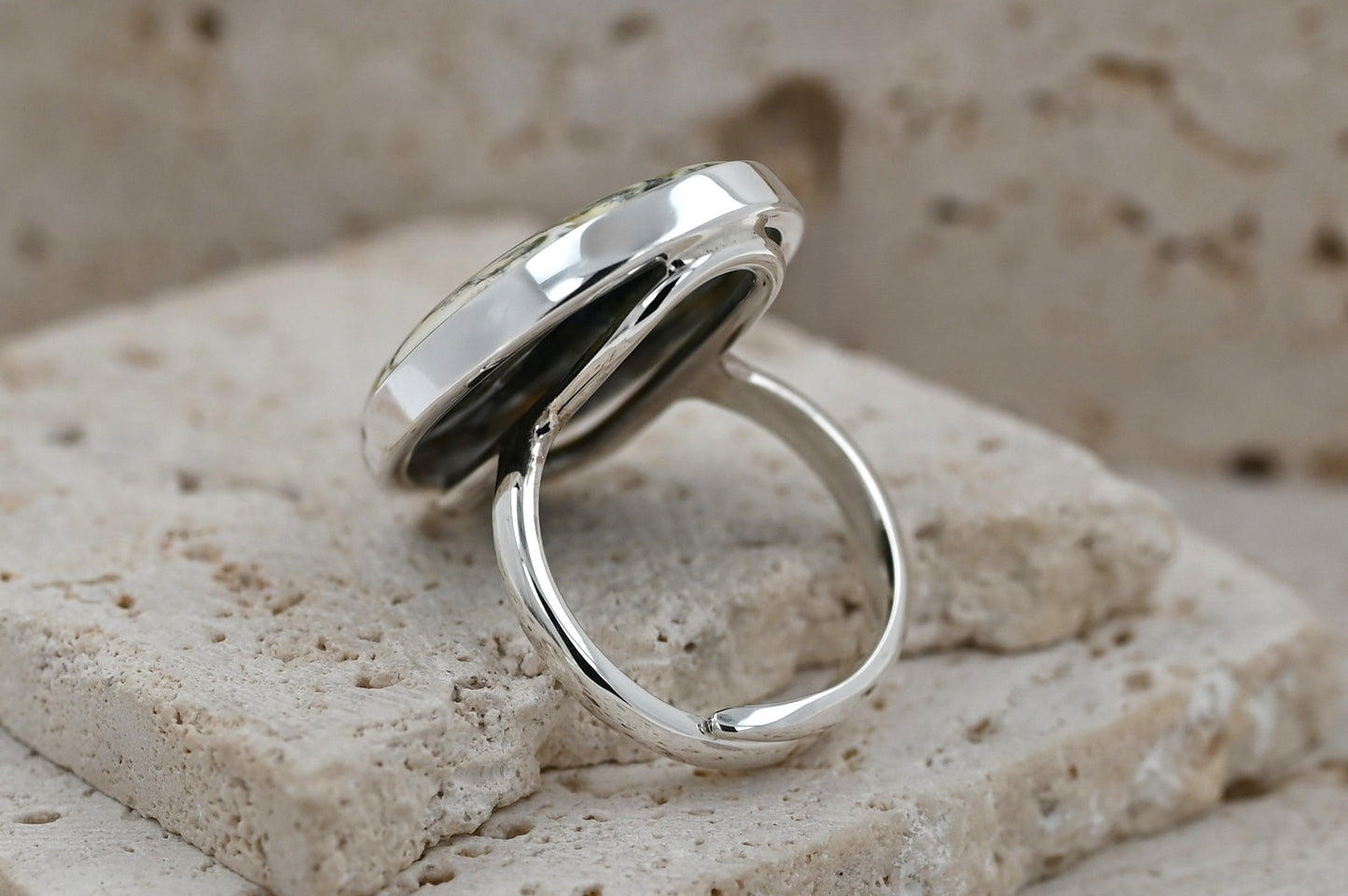 Autentyczny Unikatowy Biały Bursztyn Bałtycki, Srebro 925