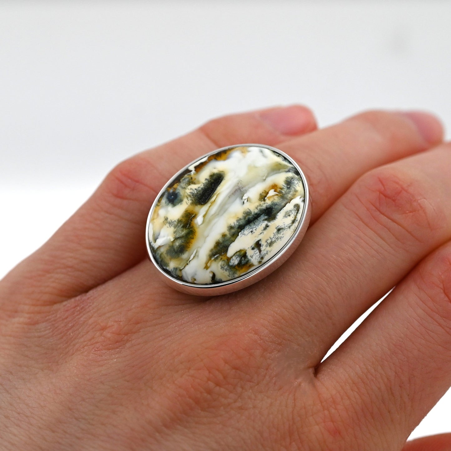 Autentyczny Unikatowy Biały Bursztyn Bałtycki, Srebro 925