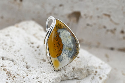 Modern Unique White Baltic Amber, Silver 925