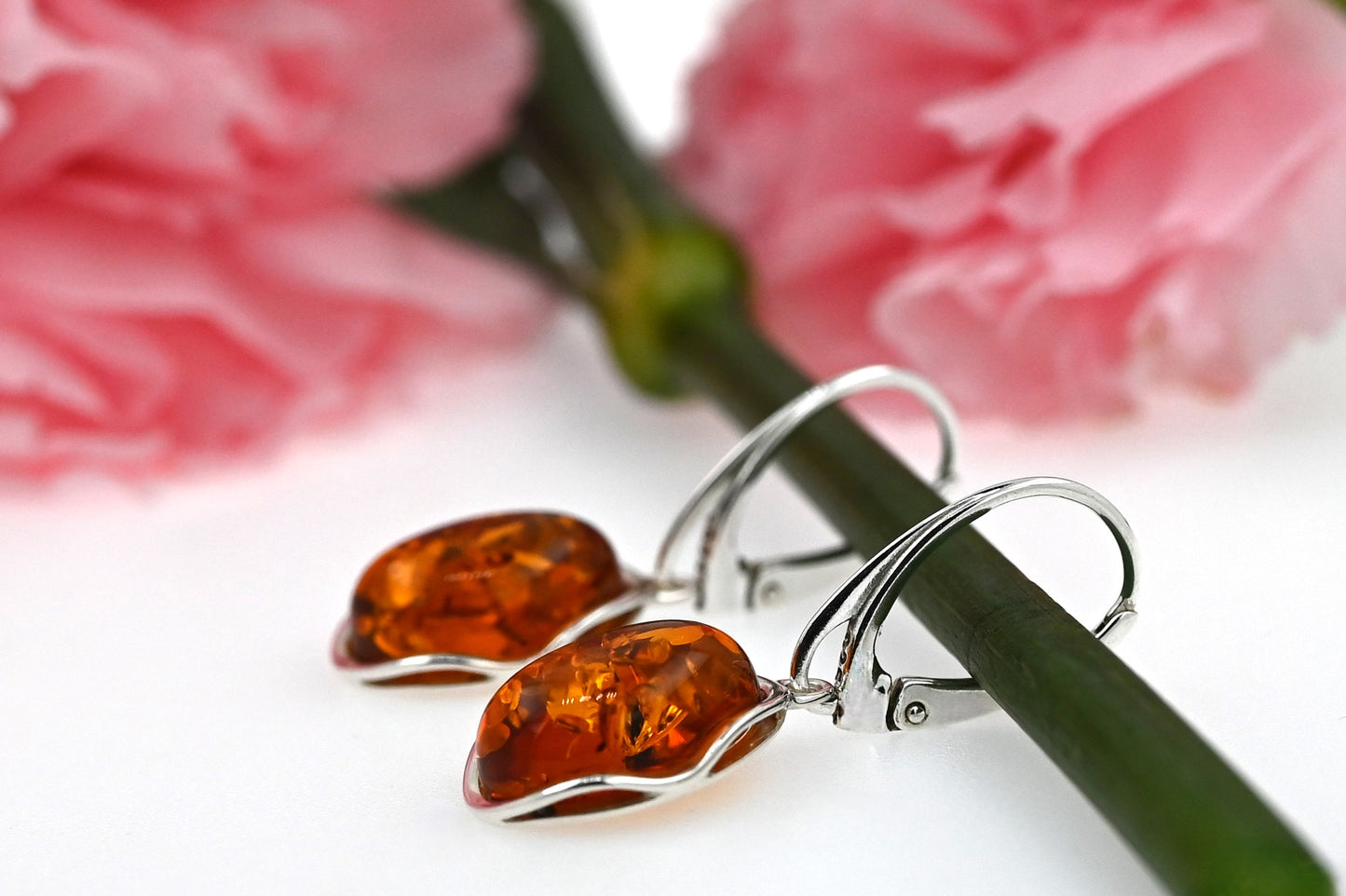 Amber Wave Earrings, Cognac, Silver 925