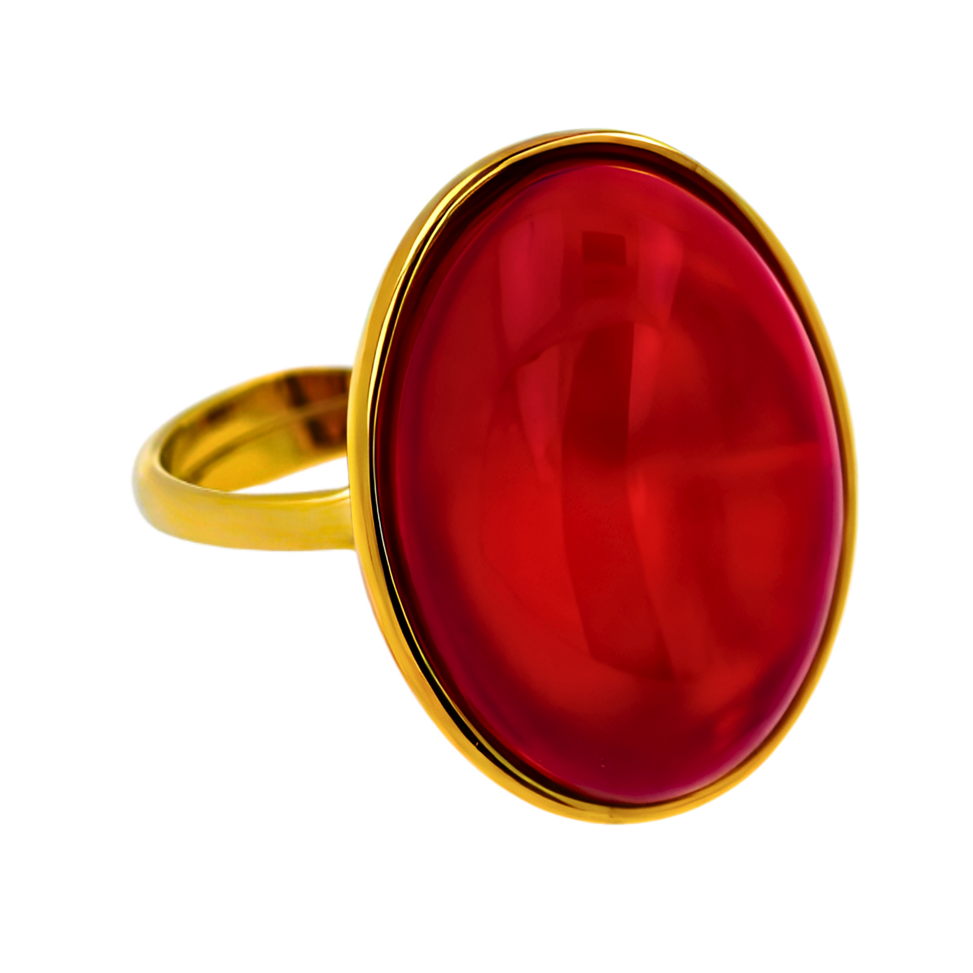Classic Amber Ring Red Gold plated silver Amber Aura