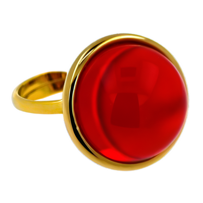 Amber Aura Ring, Red, Gold Plated Silver