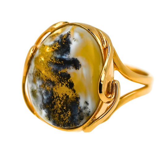 Unique Ring with Baltic Amber, Gold-plated 925 silver