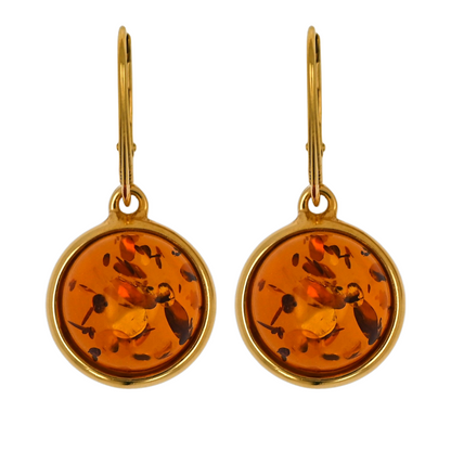 Amber Aura Earrings, Cognac, Gold-plated Silver