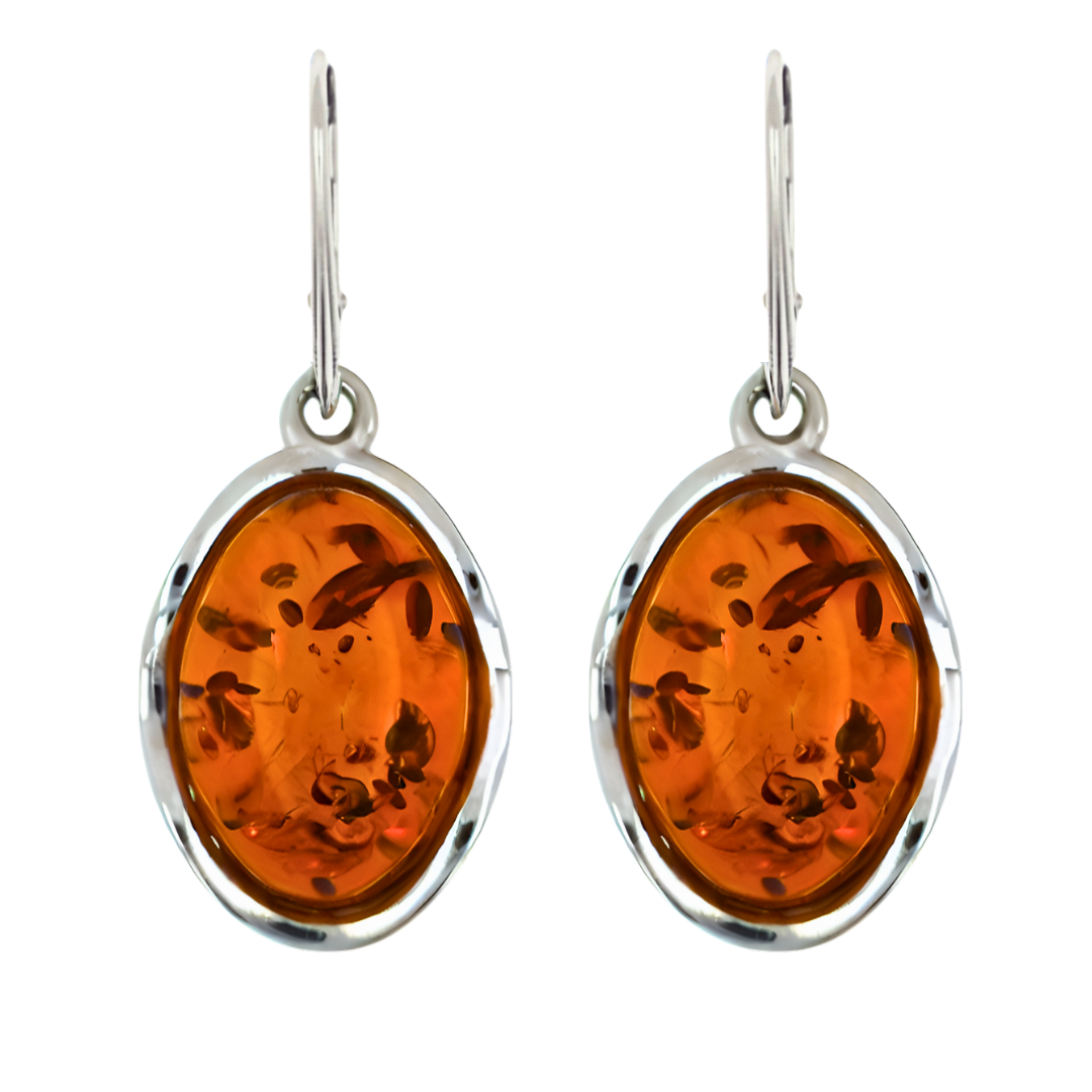 Amber Wave Earrings, Cognac, Silver 925