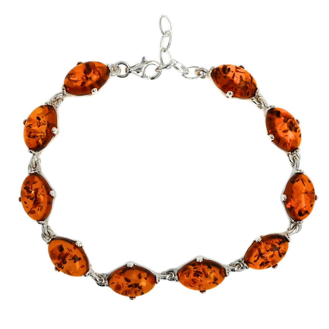 Amber Glow Bracelet, Cognac, Silver 925