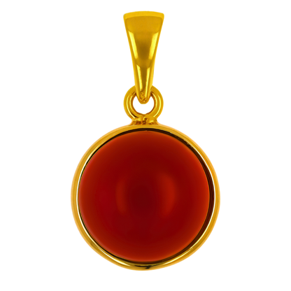 Wisiorek Bursztynowa Aura, Czerwony, Pozłacane Srebro 925