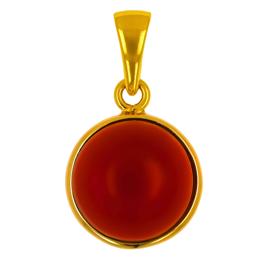 Wisiorek Bursztynowa Aura, Czerwony, Pozłacane Srebro 925