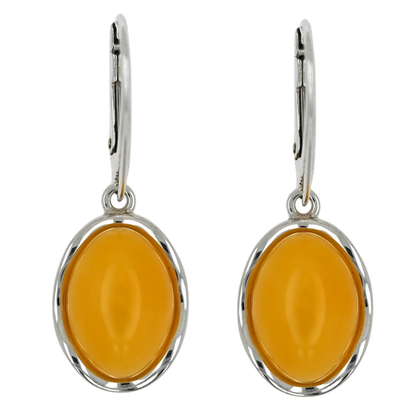 Kolczyki Bursztynowa Fala, Żółty, Srebro 925