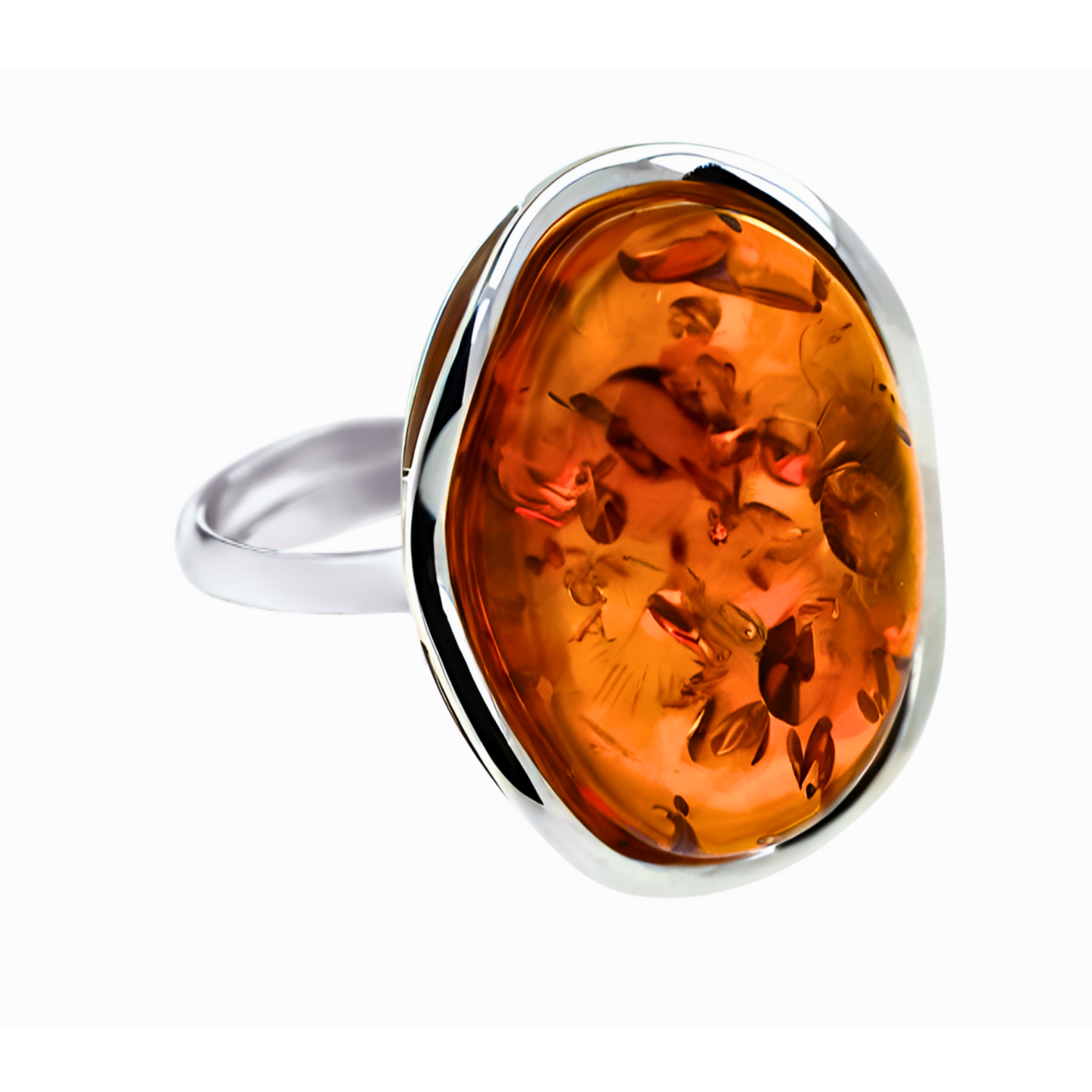 Amber Wave Ring, Cognac, Silver