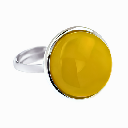 Amber Aura Ring, Yellow, Silver 925