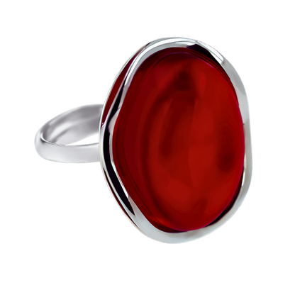 Amber Wave Ring, Red, Silver 925