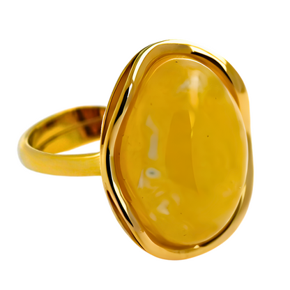 Amber Wave Ring, Yellow, Gold-plated Silver