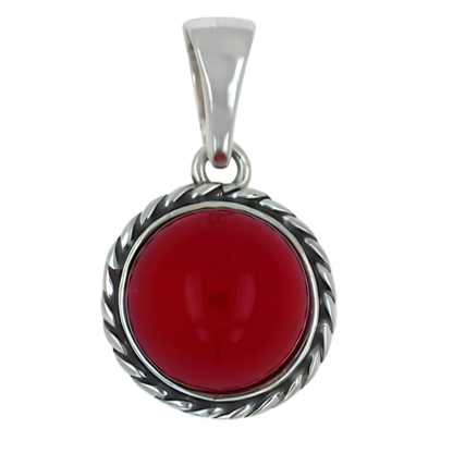 Wisiorek Bursztynowa Aureola, Czerwony, Srebro 925