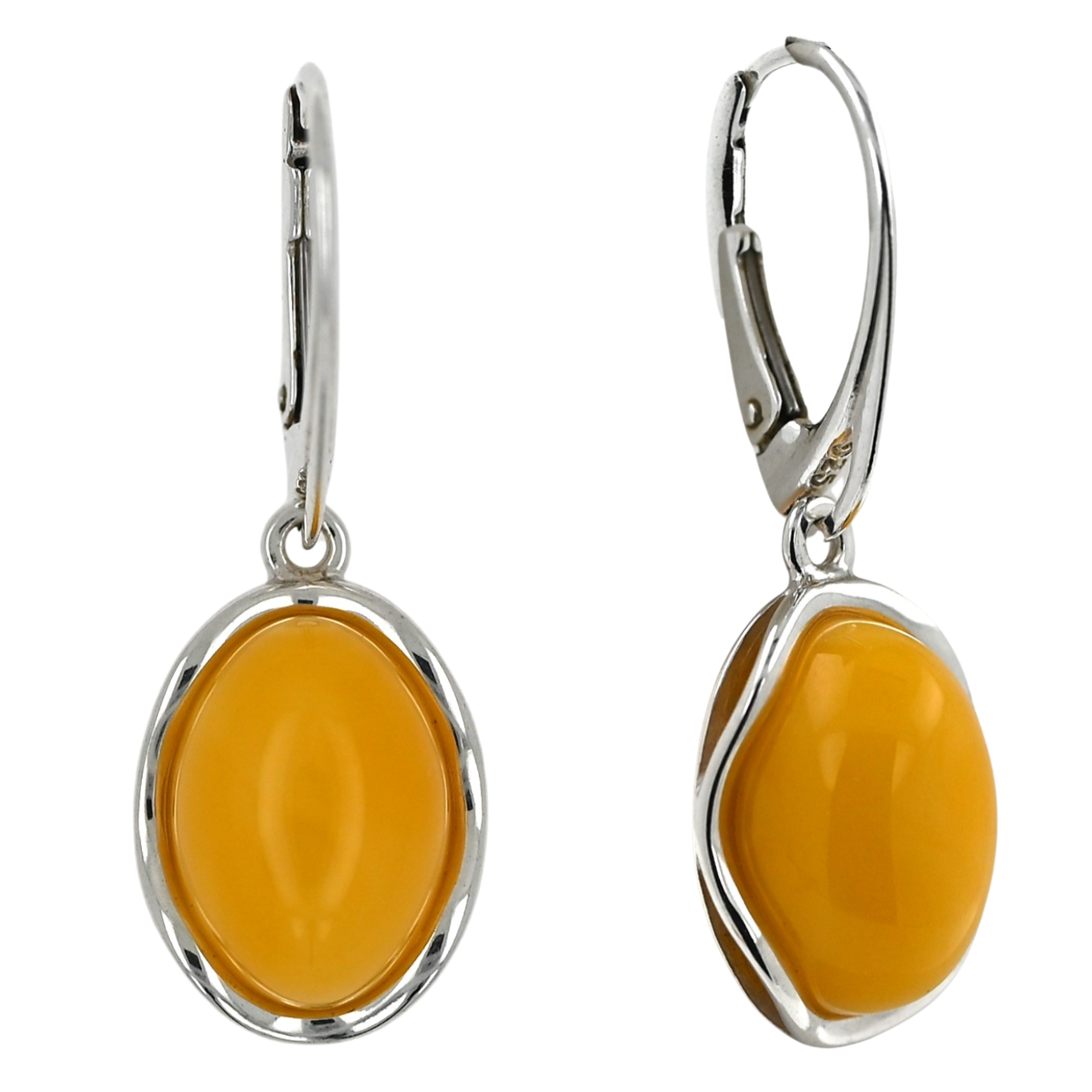 Kolczyki Bursztynowa Fala, Żółty, Srebro 925