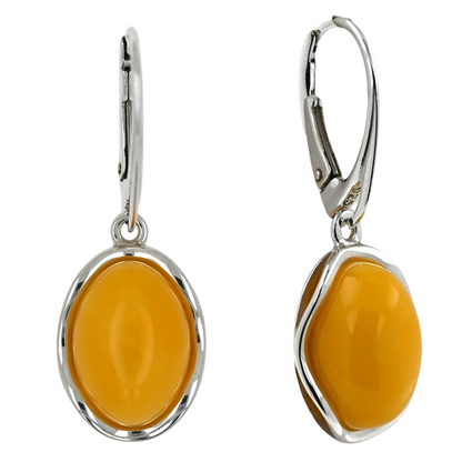 Kolczyki Bursztynowa Fala, Żółty, Srebro 925