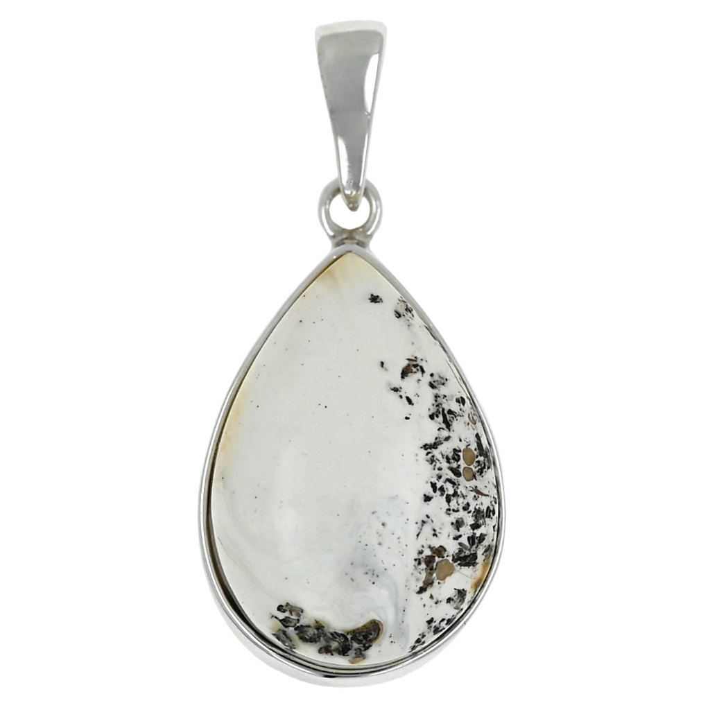Unique Natural White Amber Pendant, Black Milky Amber, 925 Silver