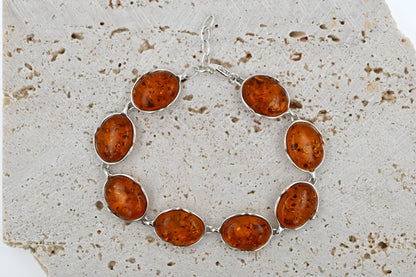 Amber Harmony Bracelet, Cognac, Silver 925