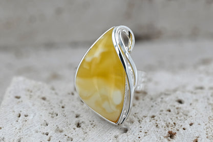 Authentic Unique Yellow Baltic Amber, 925 Silver, Milky Baltic Amber