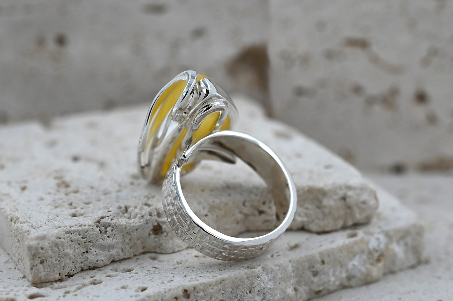 Authentic Unique Yellow Baltic Amber, 925 Silver, Milky Baltic Amber