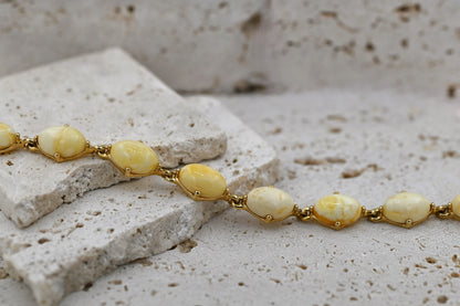 Amber Glow Bracelet, Milky, Gold-plated silver