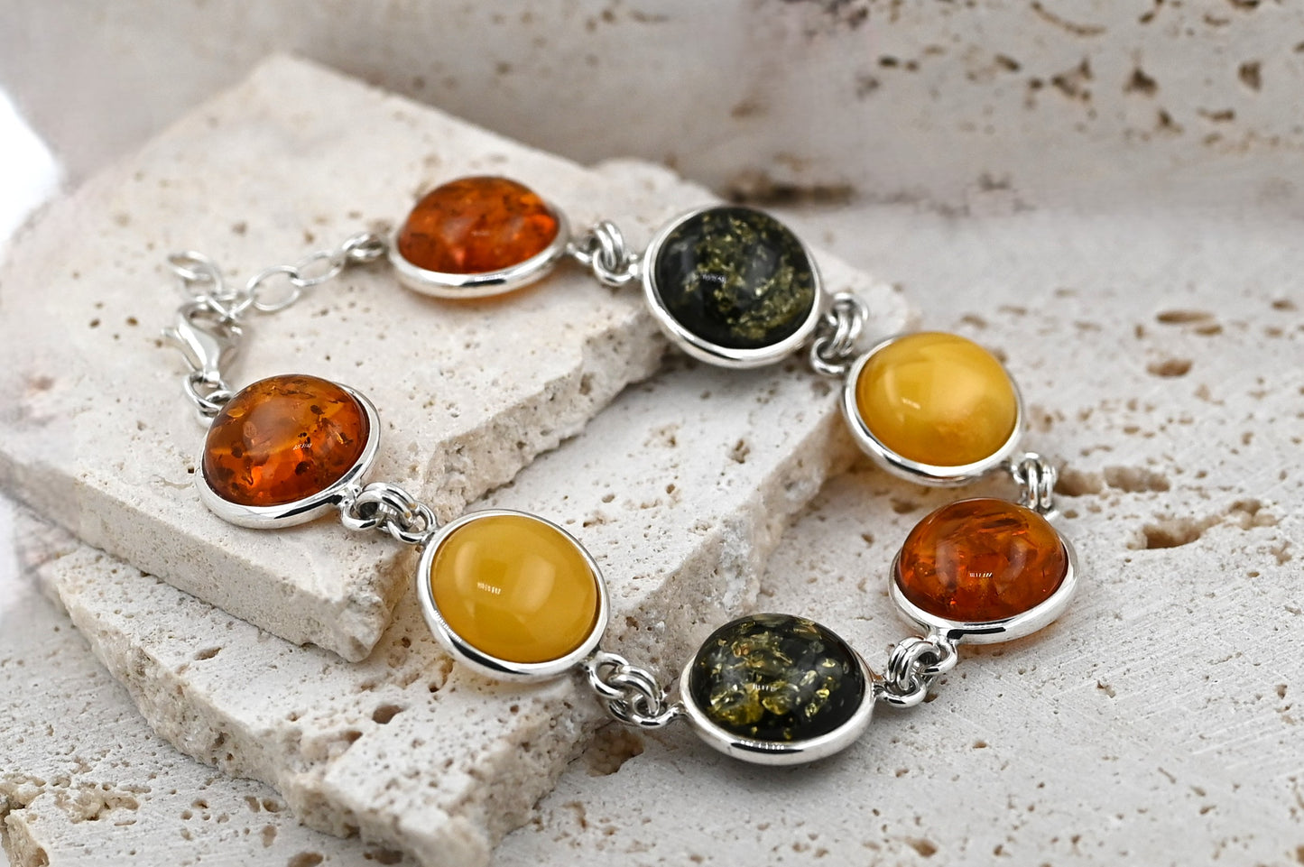 Amber Aura Bracelet, Multicolor, 925 Silver