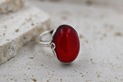 Amber Harmony Ring, Red, Silver 925