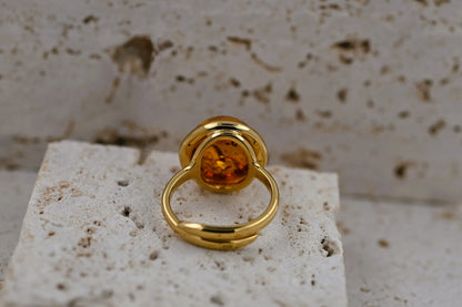 Amber Aura Ring, Cognac, Gold-plated silver