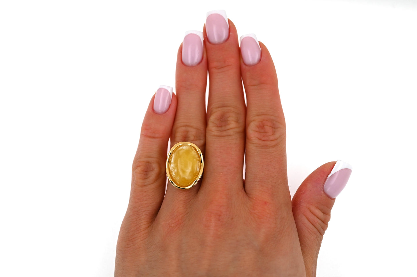 Amber Wave Ring, Yellow, Gold-plated Silver