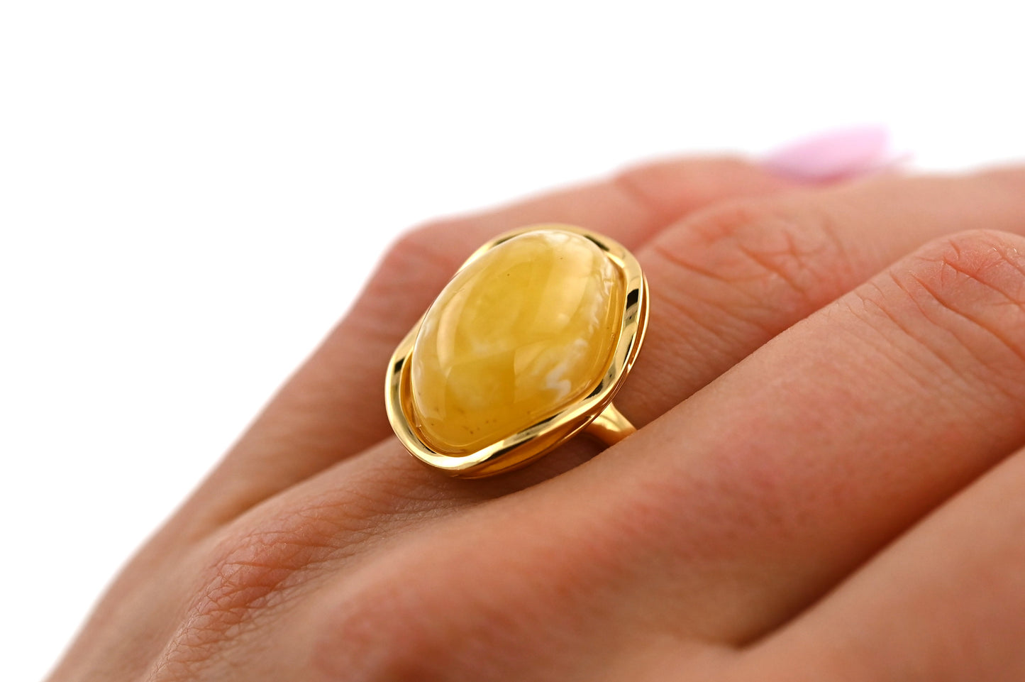 Amber Wave Ring, Yellow, Gold-plated Silver