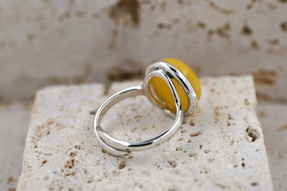 Amber Aura Ring, Yellow, Silver 925