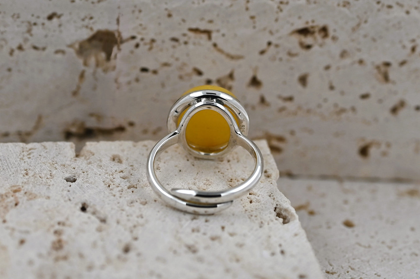 Amber Aura Ring, Yellow, Silver 925