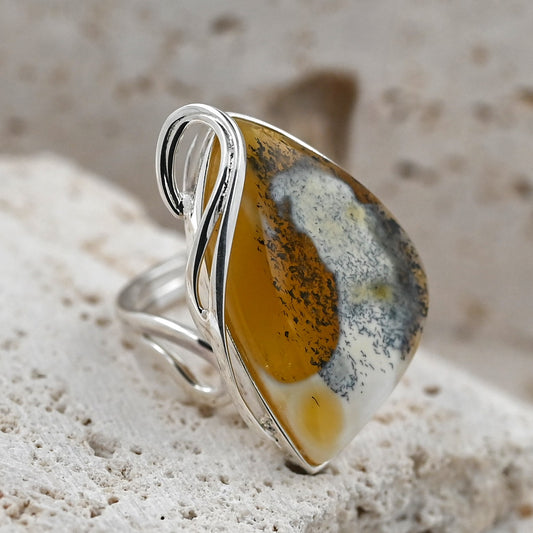 Modern Unique White Baltic Amber, Silver 925